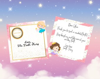 Editable Tooth fairy envelope Fairy kit Tooth fairy letter Tooth baby tooth Fairy note Template Mini letter 3x3" Canva PRINTABLE