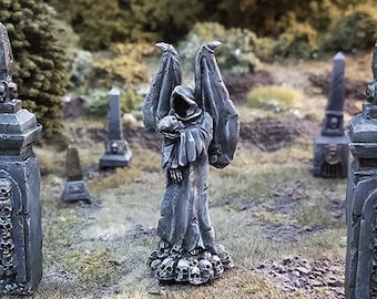 Statue Angel Cemetery Tomb Tombstone D&D terrain Wargaming, DnD Models, 28mm 32mm, diorama, modeling, TTRPG, boardgame