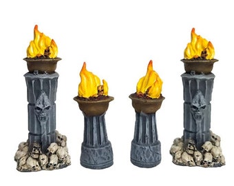 Torch Brazier, Flame D&D terrain, Wargaming, DnD Models, RPG, Tabletop, fantasy 28mm 32mm wargames. Original Hammerlot Games models