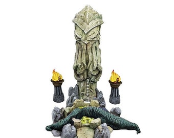 Cthulhu statue, Flaming Torch, skull pile, 28mm 32mm. elder Arkham D&D terrain DnD, tabletop. Original Hammerlot Games models