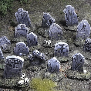 Undead Graveyard Tombstones, 28mm 32mm, Tomb Cemetery RPG D&D terrain, DnD, Tabletop, boardgame. Original Hammerlot Games models