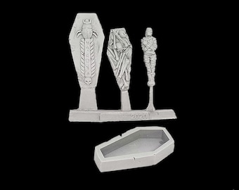 Mummy Sarcophagus, Wargaming Terrain, Miniatures, DnD Dungeons and Dragons RPG Tabletop Boardgames TTRPG, diorama, modeling, Egypt, pharaoh