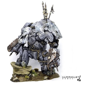 Stone Golem, Elemental Rock Giant from Hammerlot Games. RPG D&D Models, tabletop Orc Stone Golem miniature. Original Hammerlot Games models
