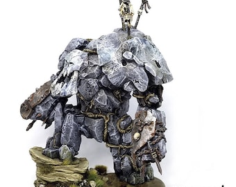 Rock Giant Elemental Stone Golem from Hammerlot Games. RPG D&D Models, tabletop Orc Stone Golem miniature. Original Hammerlot Games models