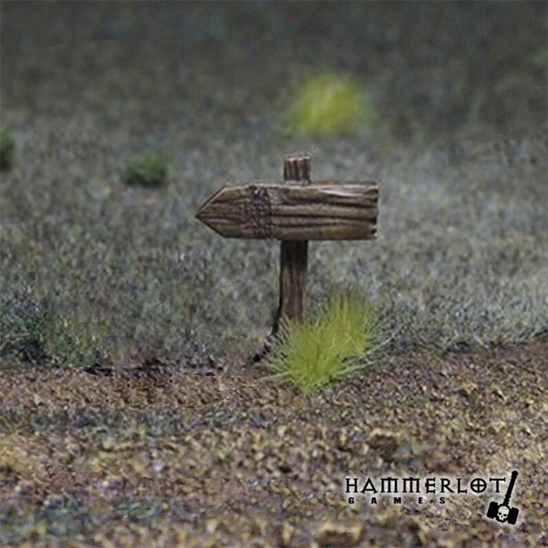 Wooden Road Signs, 28mm 32mm Scenery, wargames. Terrain Dungeons & Dragons RPG, Tabletop, Boardgames, wargames, diorama, modeling image 2