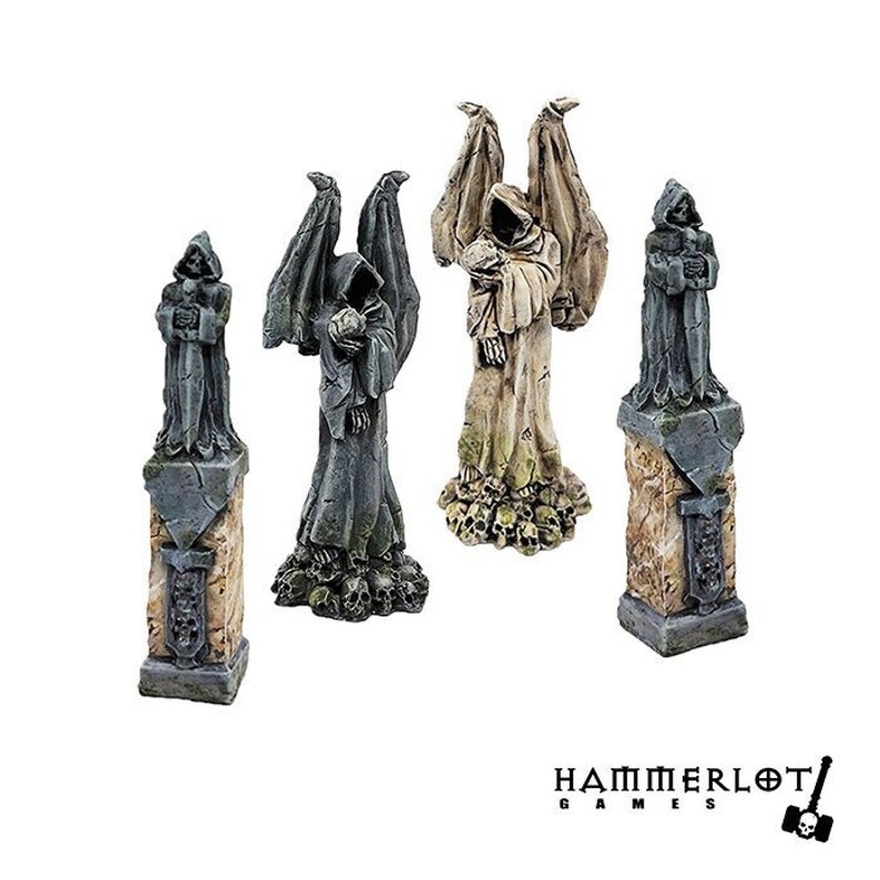 Statue Cemetery Angel Grave Tombstone Skull D&D terrain Wargaming, DnD Models, , 28mm 32mm, wargames. Original Hammerlot Games models image 1