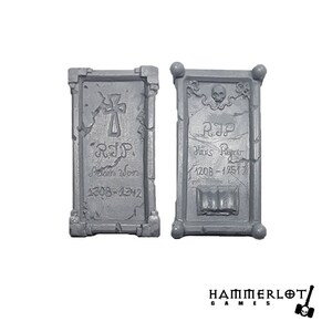 Headstones graves, cemetery, graveyard. RPG 28mm 32mm D&D terrain Undead, DnD Models, wargames, boardgames. Original Hammerlot Games models image 2