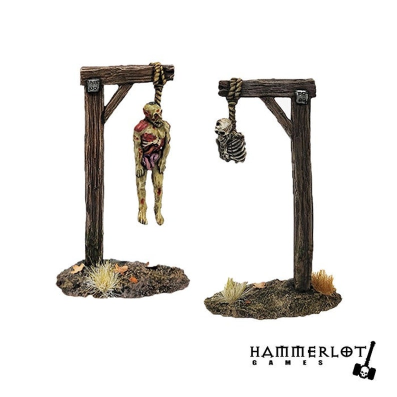 Hanged Man Dead, Graveyard, tomb, gravestone. D&D terrain Undead, Necropolis, 28mm 32mm, scenery, wargames. Original Hammerlot Games models image 1