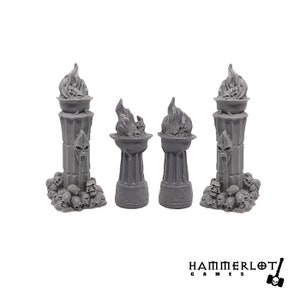 Torch Brazier, Flame D&D terrain, Wargaming, DnD Models, RPG, Tabletop, fantasy 28mm 32mm wargames. Original Hammerlot Games models image 2