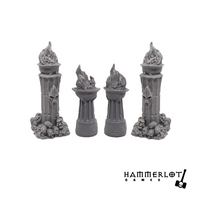 Torch Brazier, Flame D&D terrain, Wargaming, DnD Models, RPG, Tabletop, fantasy 28mm 32mm wargames. Original Hammerlot Games models image 2