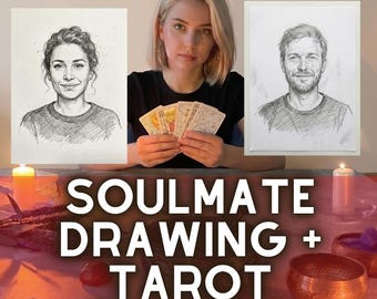 Future Soulmate Drawing and Psychic Tarot Reading, Future Husband or Wife Sketch Portrait, Twin Flame Love Reading