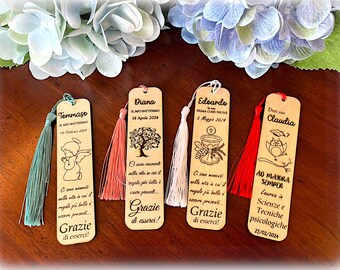 100% customizable engraved wooden bookmark, perfect as a favor for graduation, baptism, communion and any event
