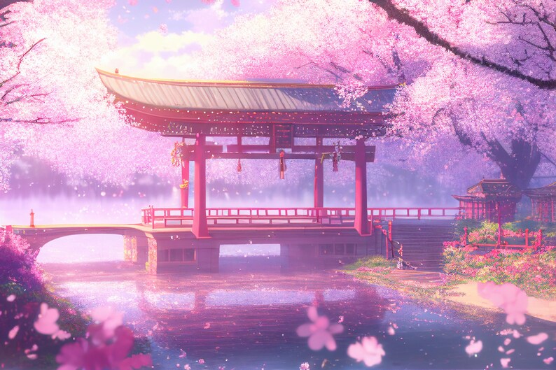 5 Cherry Blossom Stream Background Assets Perfect for Any Vtuber