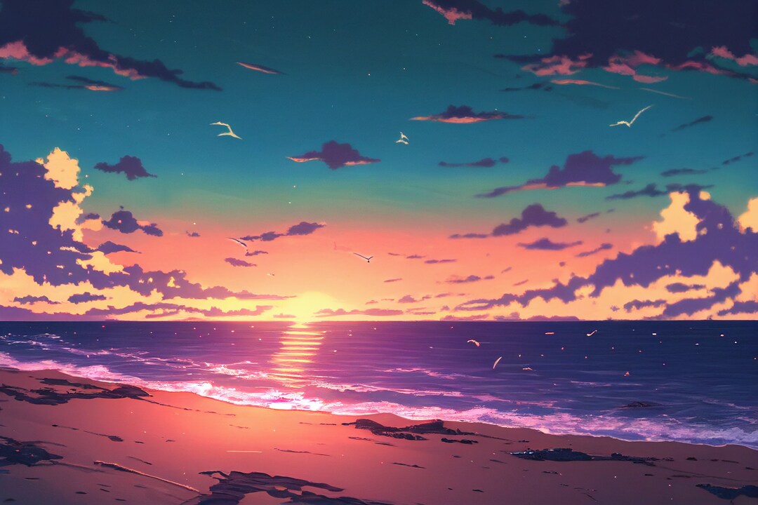 5 Beach at Sunset Stream Background Assets Perfect for Any V-tuber