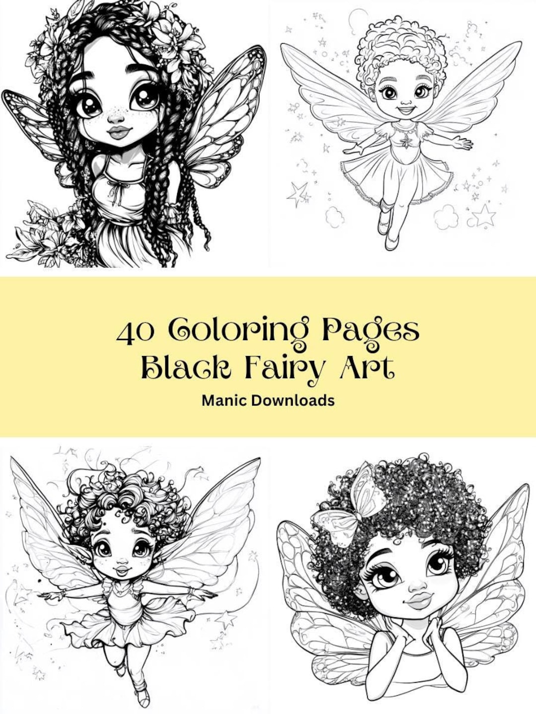 40 Black Fairy Coloring Pages | African American Fairies | Digital ...