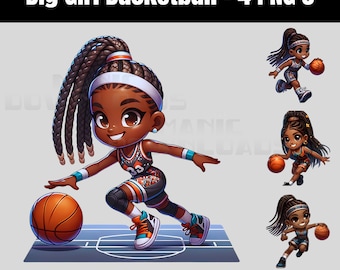 4 High Resolution Big Girl Basketball PNG's Digital Download