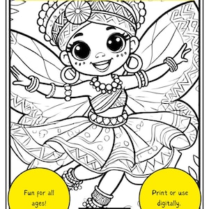 Black Fairy Coloring Book | Melanated Magic | 60 Digital and Printable Coloring Pages | All Ages | Mythical Figures