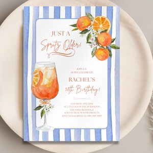 Just a Spritz äldre cocktailfödelsedagsfestinbjudningsmall, direktnedladdning, redigerbar Aperol Spritz italienskt tema vuxenfestinbjudan bild 14