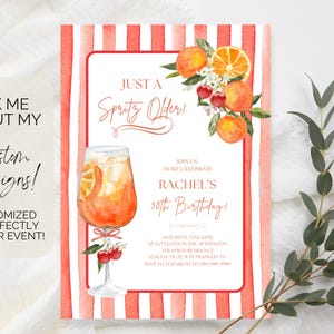 Just a Spritz äldre cocktailfödelsedagsfestinbjudningsmall, direktnedladdning, redigerbar Aperol Spritz italienskt tema vuxenfestinbjudan bild 9