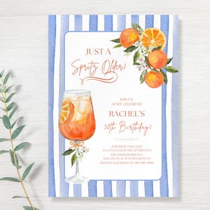 Just a Spritz äldre cocktailfödelsedagsfestinbjudningsmall, direktnedladdning, redigerbar Aperol Spritz italienskt tema vuxenfestinbjudan bild 13