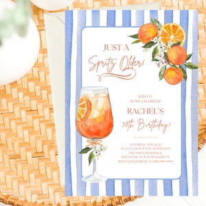 Just a Spritz äldre cocktailfödelsedagsfestinbjudningsmall, direktnedladdning, redigerbar Aperol Spritz italienskt tema vuxenfestinbjudan bild 12