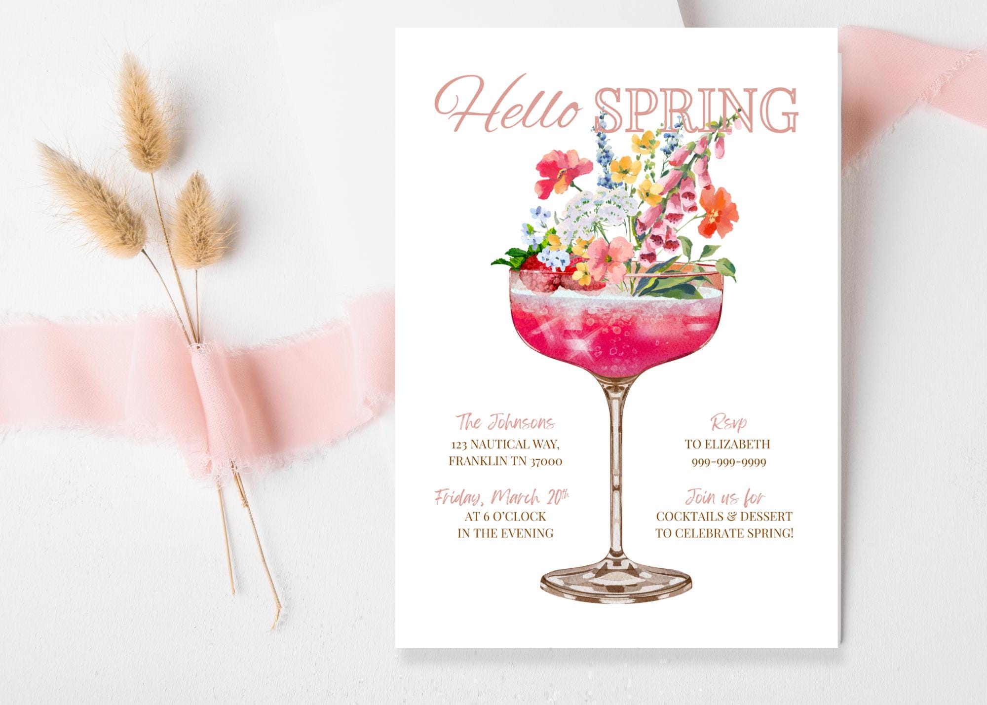 Spring Symphony Invite Cocktail Spring Kickoff Party Invitation Template, Hello Spring Brunch ...