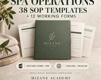 Spa-SOP-Vorlagenpaket – 38 Verfahren, 12 Formulare, bearbeitbares Word- und PDF-Dokument, Englisch/Französisch