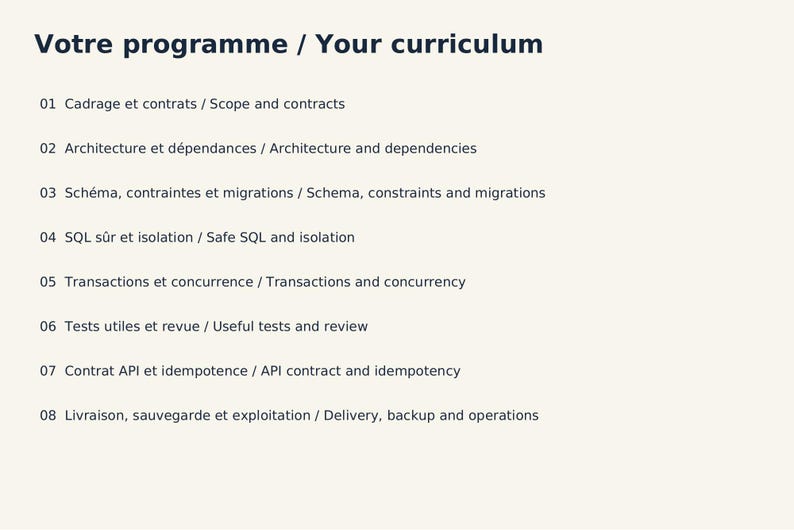 Software Engineering Python SQL – Cours Avancé Pdf + PowerPoint + Tests + Projet Corrigé | Architecture, Transactions, Api | FR/EN image 3