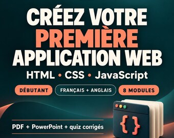 Curso de programación debutante HTML CSS JavaScript / PDF, PowerPoint y cuestionarios corregidos, francés – inglés