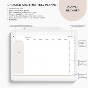 Arch Monthly Digitaler Tagesplaner | Digitaler Planer | Digitaler Planer iPad | Wochenplaner | GoodNotes-Planer