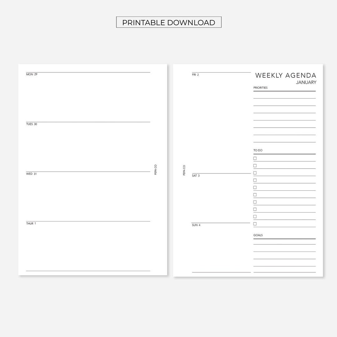Printable 2026 Dated Weekly Planner Inserts - A5 (digital Downloads) - Etsy