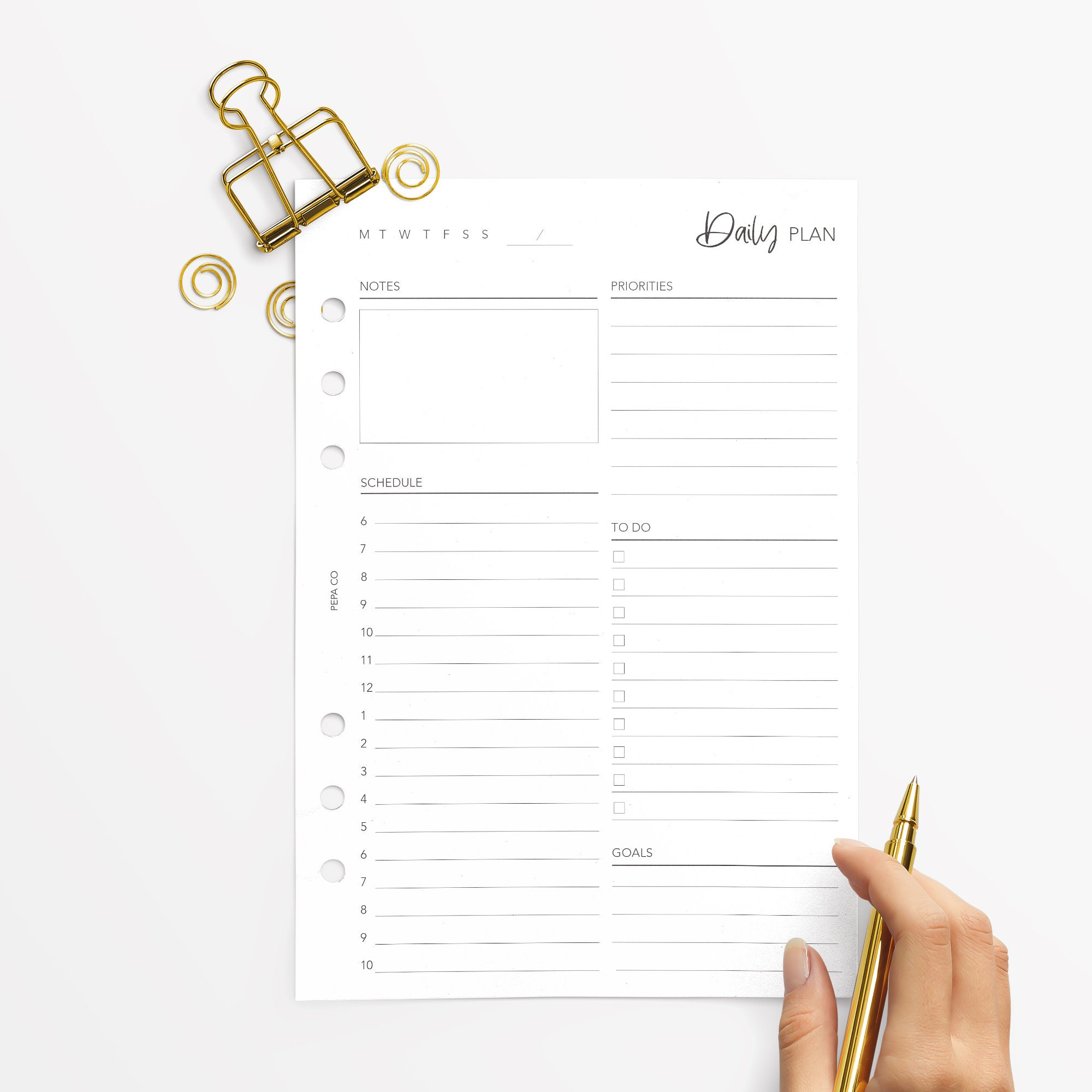 PRINTABLE A5 Daily Plan Planner Insert, Printable Day on One Page A5 ...