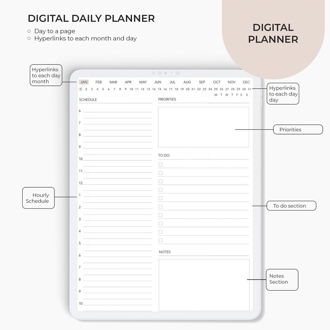 Digital Daily Planner | Digital Planner | Digital Planner iPad | Daily ...