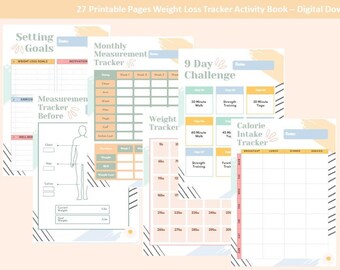 Planificador de pérdida de peso imprimible / Rastreador de pérdida de peso / Diario de pérdida de peso / Planificador de fitness / Gráfico de pérdida de peso / Mejorar el fitness