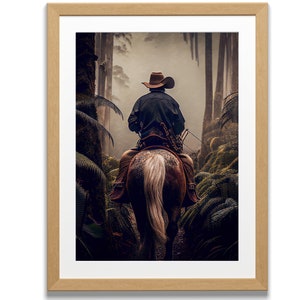 Cowboy Pferd Wald Kunstwerk Digitaler Download