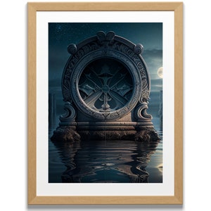 Sonnenuhr Satzung Wasser Spiegelung Nachthimmel Spiegelung Kunstwerk Digitaler Download