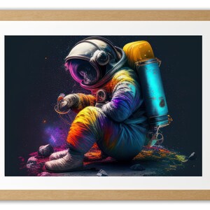 Colorful Spacesuit Moon Artwork Digital Download