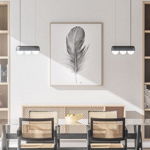 Tela emoldurada com impressão de penas de belas artes, decoração de parede com estampas de penas, decoração de parede de sala de estar, arte de parede de quarto, imagens minimalistas, pôster neutro