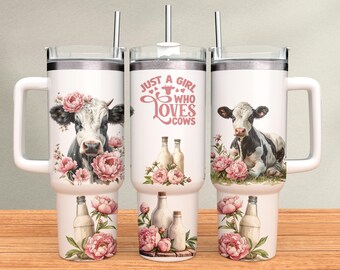 40 Unzen Tumbler wrap Nur ein Mädchen, das Kuhmilch für Sublimation liebt enthält Digitaler Download Clipart