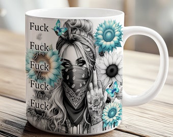 11 Unzen Mug Wrap lustig sarkastisch attraktiv Tattoo weibliche Frau Sublimation Design Clipart digitaler Download