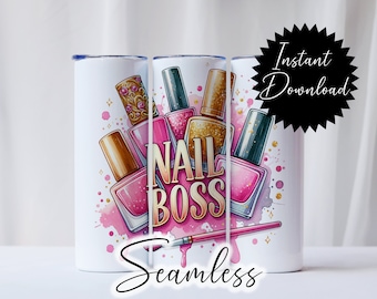 20 Unzen Tumbler Wrap Nagel-Boss Nagel Nagellack atemberaubende Maniküre digitaler Download png Sublimation Clipart