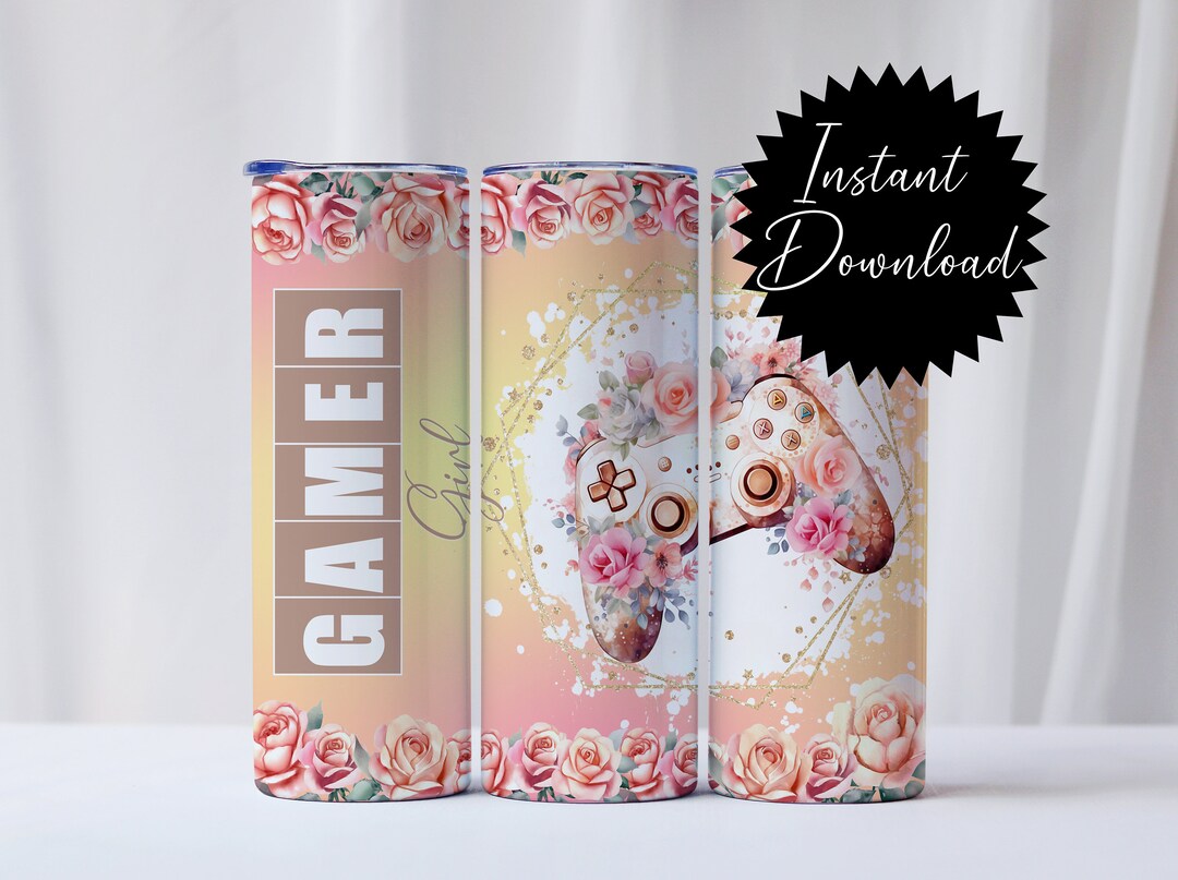 20oz Tumbler Wrap Gamer Girl Controller Png Digital Download ...