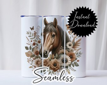 20oz Tumbler Wrap Boho Pferd Sublimation digitaler Download png