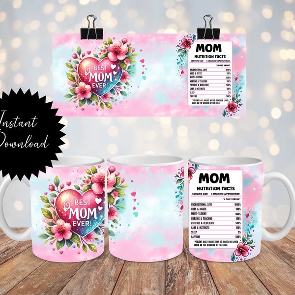 11oz Mug Wrap mothers day mom mum mama Nutrition Digital download png