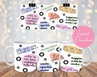 11 Unzen Tasse Selbstliebe Affirmationen Digitaler Download PNG Sublimation