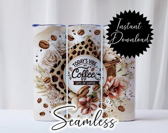 20 Unzen Tumbler Wrap Kaffee Vibe Digital Download PNG Sublimation Clipart