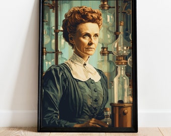 Marie Curie Poster, Marie Curie Print, Famous Scientist, Nobel Prize, Marie Curie Illustration, Wall Art