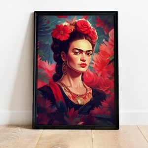 Frida Khalo Inspired Poster, Frida Khalo Canvas Painting, Frida Khalo Inspired Wall Art