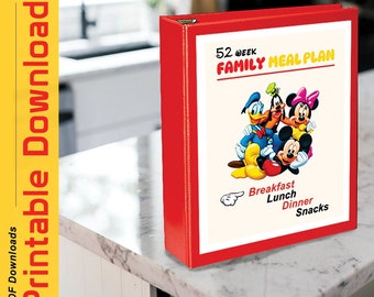 52 Week Family Meal Planner, Fillable Weekly PDF (Printable Download)