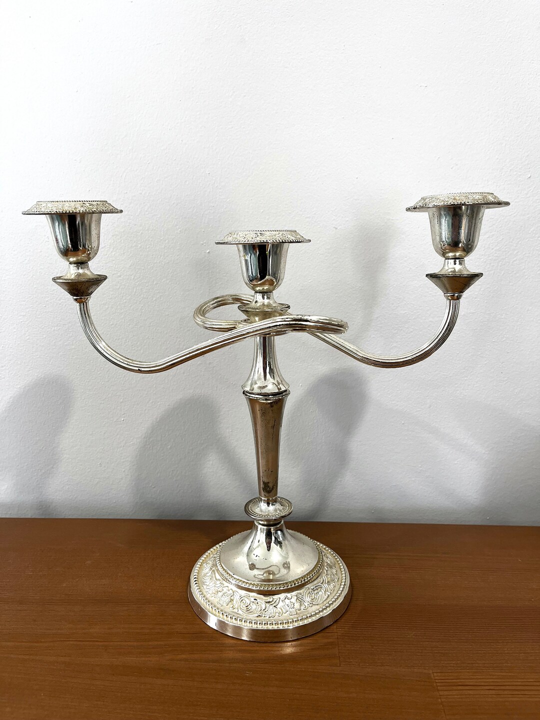 Vintage Silverplated Candelabra With Twisted Arms Etsy